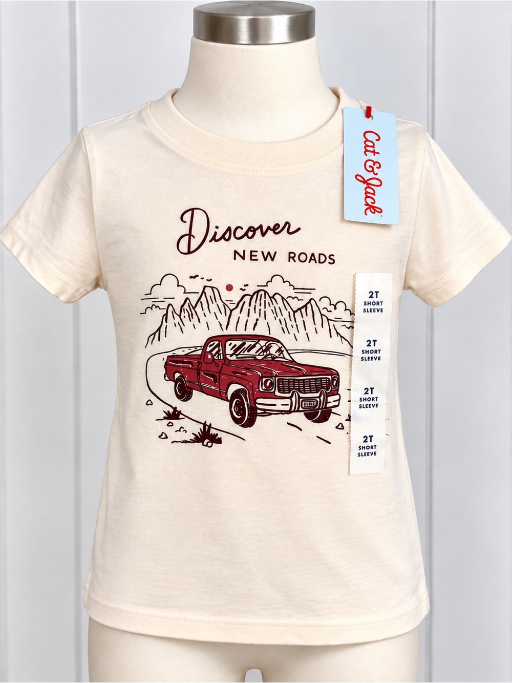 Cat & Jack Toddler Boys 2T Discover New Roads Truck T-Shirt NWT